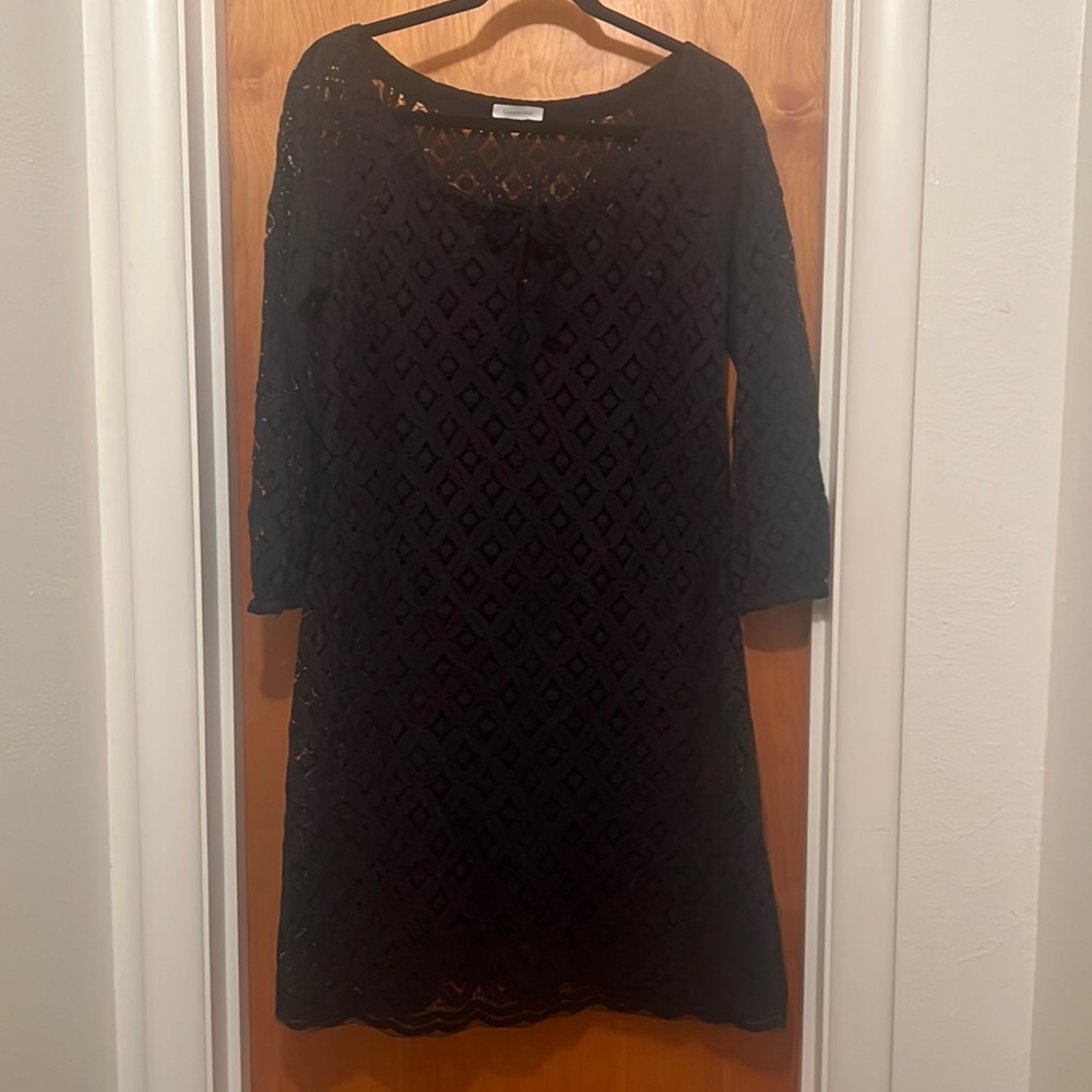 Garnet Hill Boheme Easy Lace Dress black